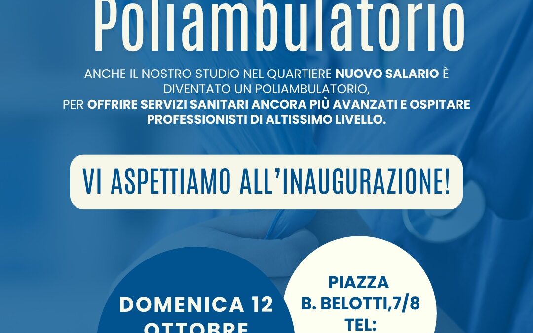 NUOVO POLIAMBULATORIO MEDINTECH BELOTTI: IL 12 OTTOBRE L’INAUGURAZIONE