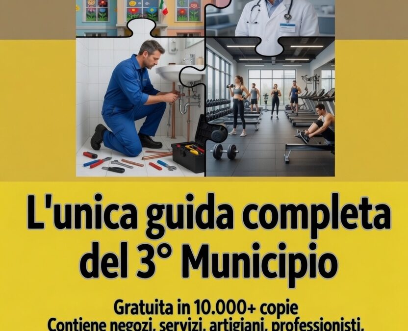 TUTTOQUARTIERE 2026 LA GUIDAGRATUITA AI SERVIZI E AI NEGOZI DEL 3° MUNICIPIO IN DISTRIBUZIONE DA MAGGIO