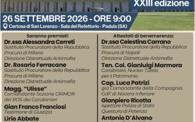 PREMIO INTERNAZIONALE “JOE PETROSINO”: A PADULA LA XXIII EDIZIONE CELEBRA CHI DIFENDE LA LEGALITA’